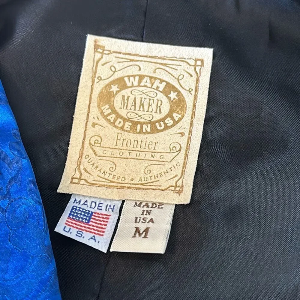 Wah Maker Frontier Collection Blue‎ Silk Vest Sz. M NWT Waistcoat Made in USA